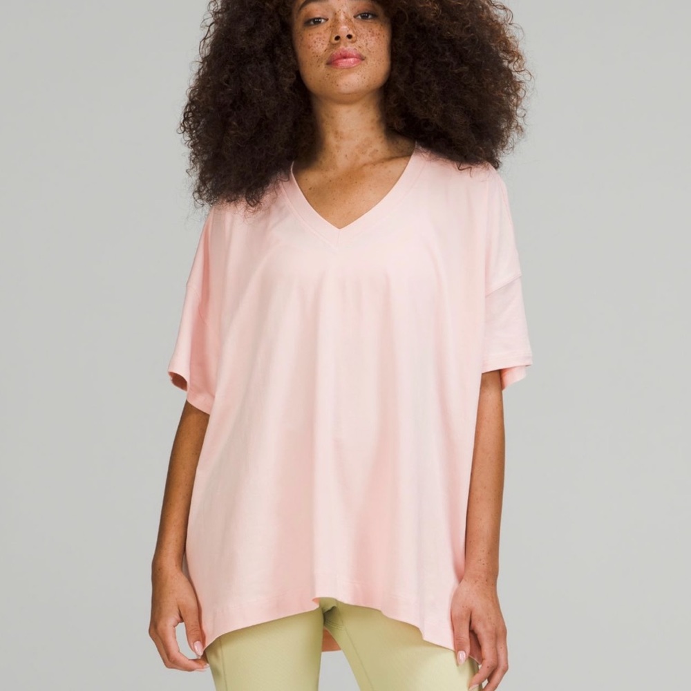 Lululemon side tie v neck t shirt pink
